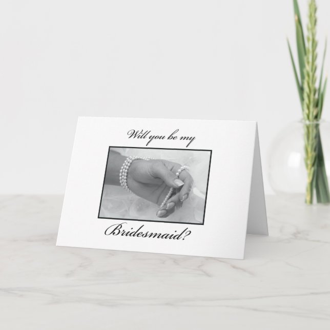 Invitación Solicitud de dama de honor Negro, Blanco (Anverso)