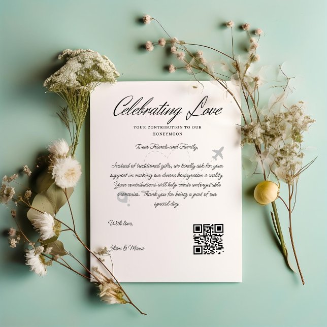 Invitación Solicitud de Fondo de Viaje Código Qr Fondo de Lun (Travel Fund Request Qr Code Honeymoon Fund Invitation)