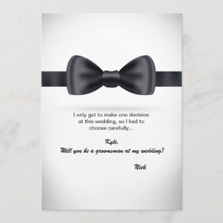 Invitación Solicitud de Groomsman de Tie de Bow de seda negra