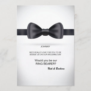 Invitación Solicitud de Groomsman de Tie de Bow de seda negra