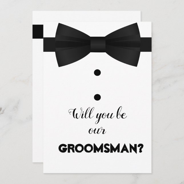 Invitación Solicitud de guión de pincel de groomsman moderno (Anverso / Reverso)