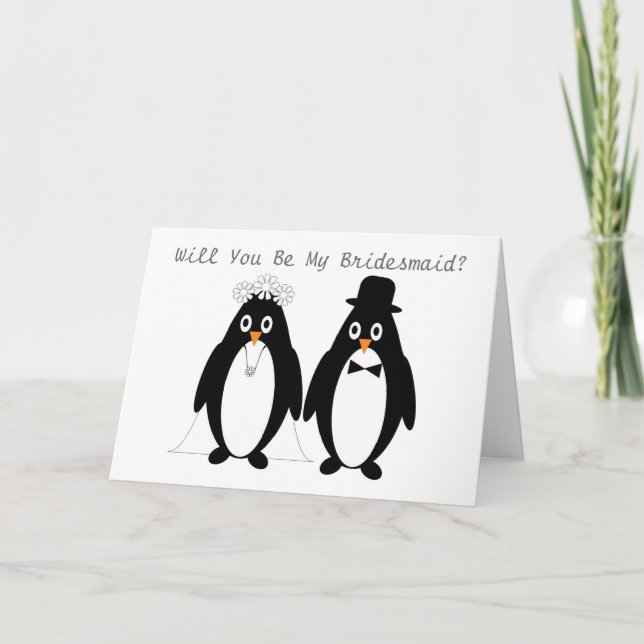 Invitación Solicitud de la dama de honor de los pingüinos (Anverso)