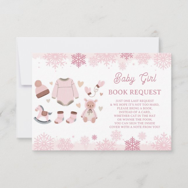 Invitación Solicitud de libro Chica de Baby Shower hace frío  (Anverso)