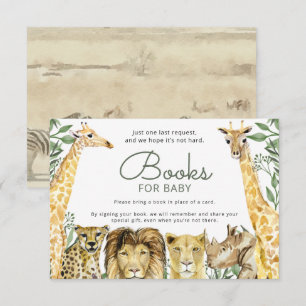 Invitación Solicitud de libro de Baby Shower de animales salv