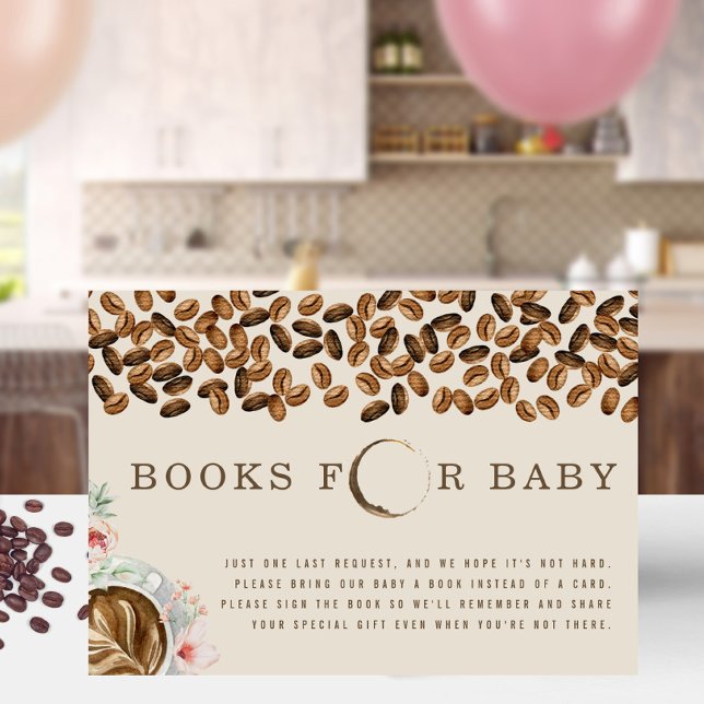 Invitación Solicitud de libro de Baby Shower de café con flor (Subido por el creador)