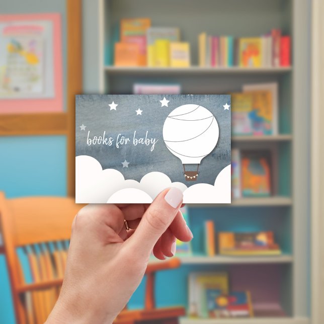 Invitación Solicitud de libro de bebé neutro con globo de air (Subido por el creador)