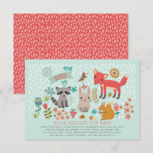 Invitación Solicitud de libro de Woodland Animals Baby Shower
