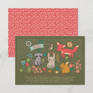 Invitación Solicitud de libro de Woodland Animals Baby Shower