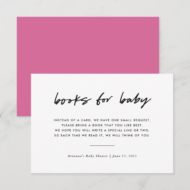 Invitación Solicitud de libro mínimo moderno Insertar | Rosa (Anverso / Reverso)