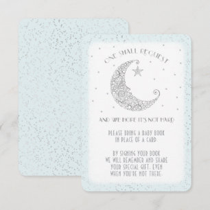 Invitación Solicitud de libro Moon Star Baby Shower Azul Plat