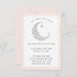 Invitación Solicitud de libro Moon Star Baby Shower Silver Pi