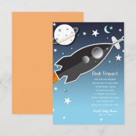 Invitación Solicitud de libro para baby shower de nave espaci