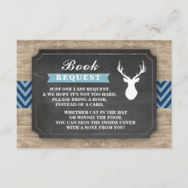 Invitación Solicitud de libro Stag Baby Shower Rustic Boy Blu