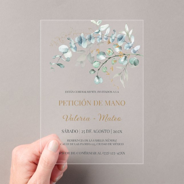 Invitación Solicitud de Mano Acrílico Eucalipto (Insitu (portátil))