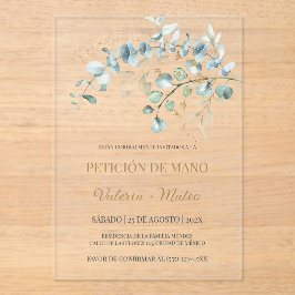 Invitación Solicitud de Mano Acrílico Eucalipto