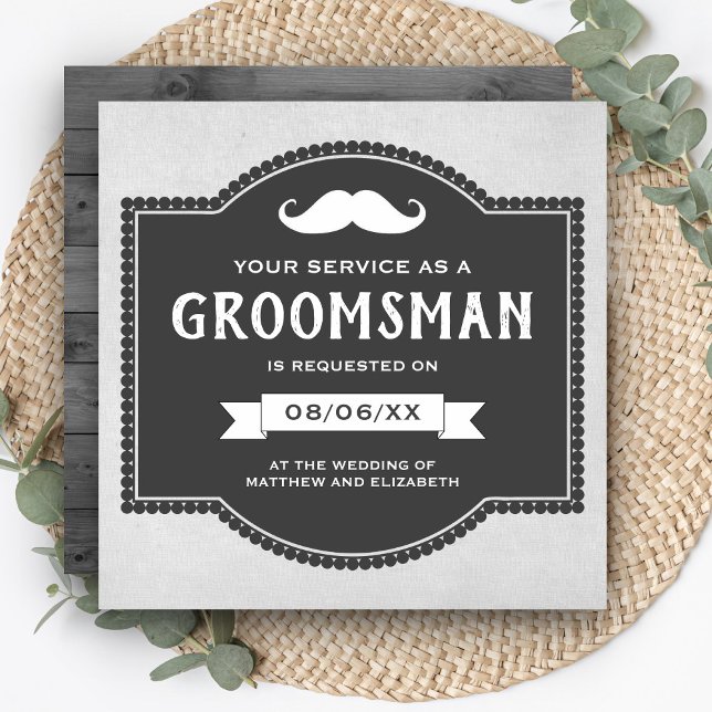 Invitación Solicitud de Padrino de Boda con Bigote Rústico Vi (Subido por el creador)
