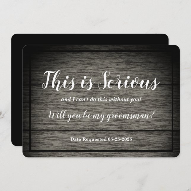 Invitación Solicitud de Padrino Esto es Serio Madera Rústica (Anverso / Reverso)