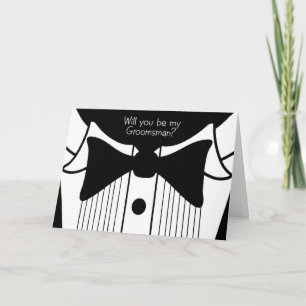 Invitación Solicitud de padrino sobre diseño de esmoquin
