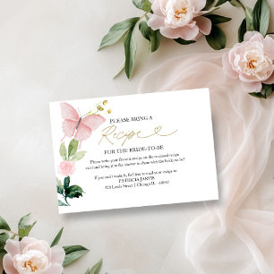 Invitación Solicitud de Receta de Bridal Shower de Mariposa F