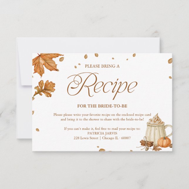 Invitación Solicitud de Receta de Despedida de Soltera con Es (Anverso)