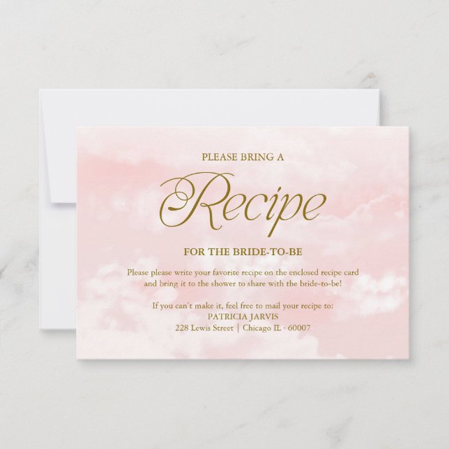 Invitación Solicitud de Receta de Despedida de Soltera Rosa D (Anverso)