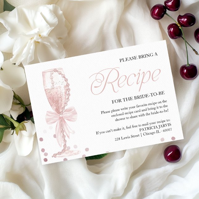 Invitación Solicitud de receta de ducha de novia con perlas y (Subido por el creador)