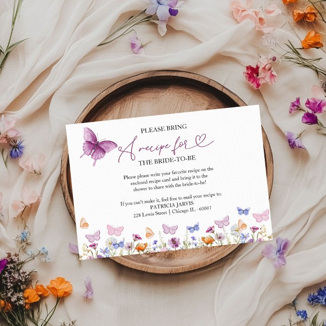 Invitación Solicitud de receta de mariposa para ducha de novi (Subido por el creador)