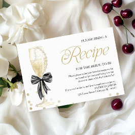 Invitación Solicitud de receta de Pearls & Prosecco Bridal Sh