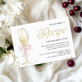 Invitación Solicitud de receta de Pearls & Prosecco Bridal Sh