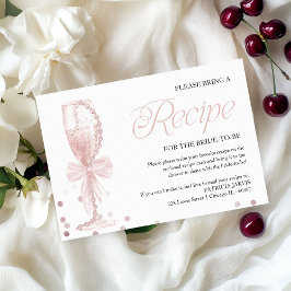 Invitación Solicitud de receta de Pearls & Prosecco Bridal Sh