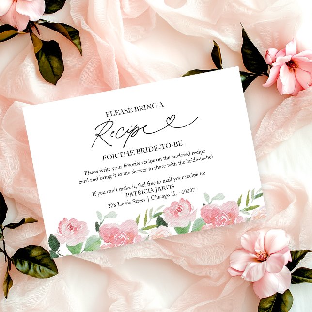 Invitación Solicitud de receta de Rubor Floral Bridal Shower (Subido por el creador)