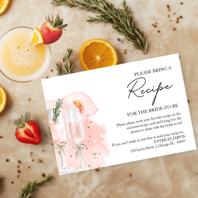 Invitación Solicitud de receta para la ducha de novia Mimosa  (Subido por el creador)