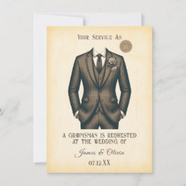 Invitación Solicitud de traje elegante vintage para padrino d