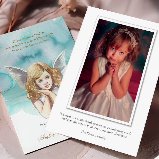 Invitación Solidaridad Angel Photo Funeral Gracias Cartas (Sympathy Angel Photo Funeral Thank You Card)