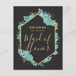 Invitación Sólidos marcos dorados serás mi empleada del honor