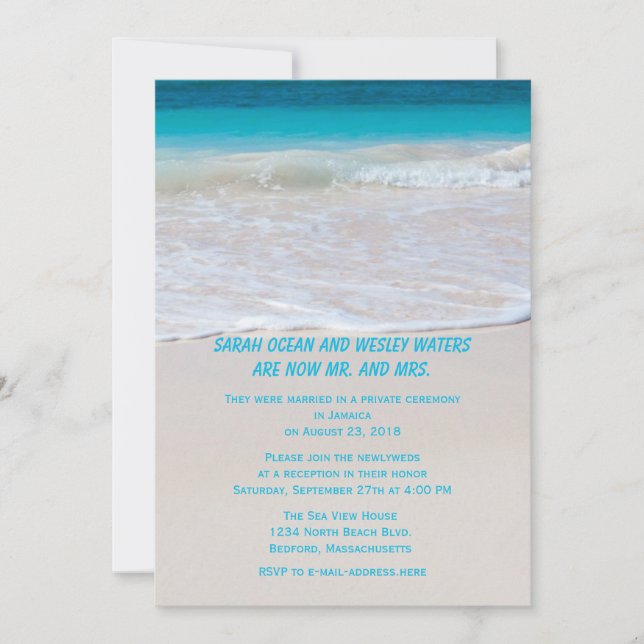 Invitación Sólo agua en la recepción de la orilla (Anverso)