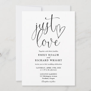 Invitación Solo ama a todos en una boda en blanco y negro