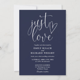 Invitación Solo ama el código QR moderno azul marino boda