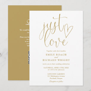 Invitación Solo ama el código QR moderno Chic Gold Wedding