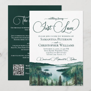 Invitación Solo Ama Rústico Lago Tahoe Código QR Boda