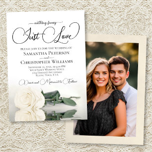 Invitación Sólo Amar Elegante Rosa Blanca Foto Atrás Boda