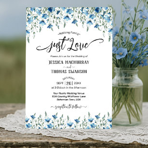 Invitación ¡Sólo amor! Boda de Flores salvajes de la Moda Blu