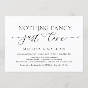 Invitación Sólo amor, Boda Elopement Fiesta