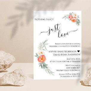 Invitación Solo amor caligrafía acuarela Boda floral