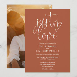 Invitación Solo amor elegante guión foto Boda de Terracotta
