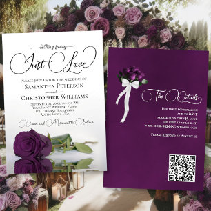 Invitación Sólo amor elegante Plum Rosa púrpura Boda de códig