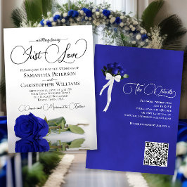 Invitación Sólo amor elegante Rosa azul real Boda de código Q