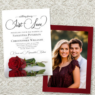 Invitación Solo amor elegante rosa roja boda foto atrás