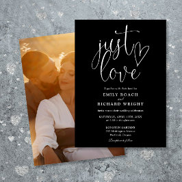 Invitación Solo amor escritura foto negro y blanco boda