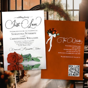 Invitación Sólo amor Naranja de óxido Rosa Boda de código QR